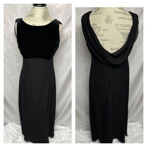 Vintage RHAPSODY Dress Women's Sz 14 Maxi Black Formal Elegant Velvet + FREE 🎁